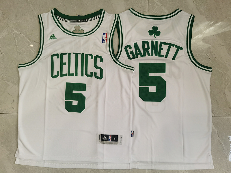 Men Boston Celtics #5 Garnett White Adidas 2025 NBA Jersey